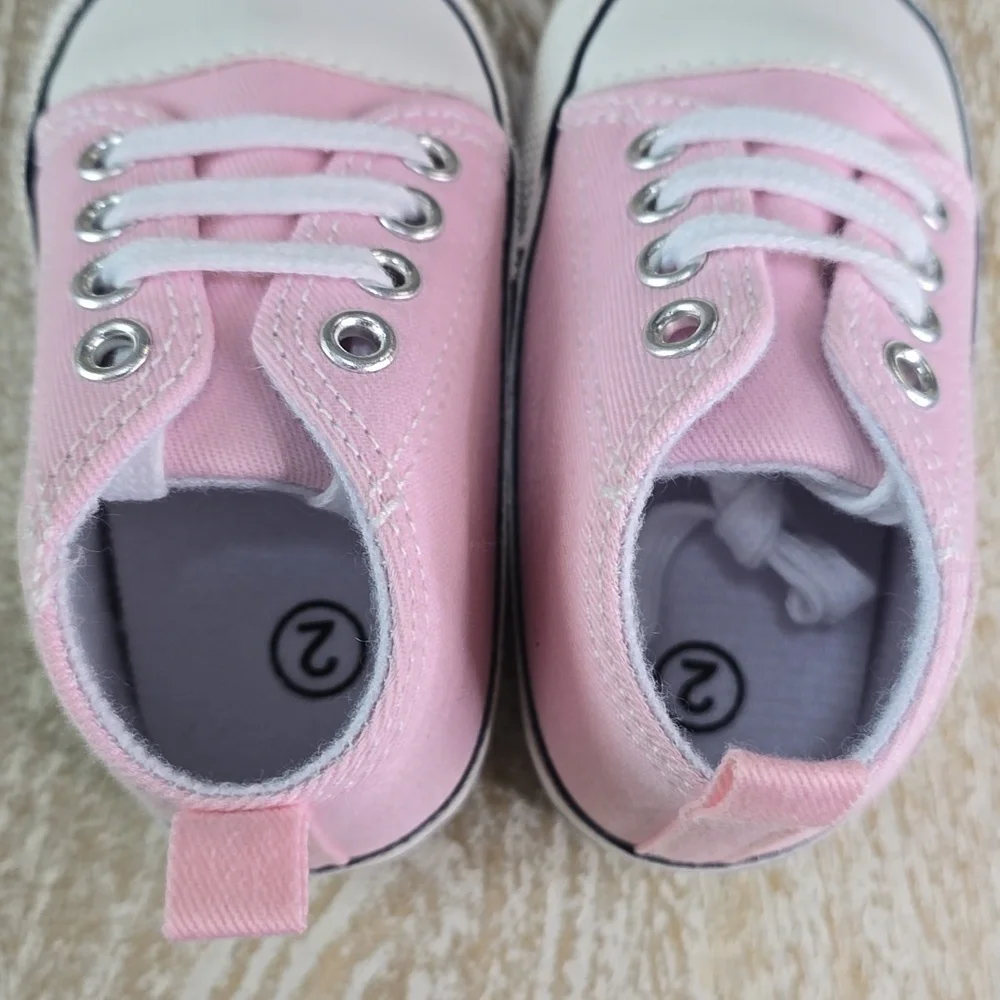 First Walkers Pink Canvas High-Top Baby Shoes